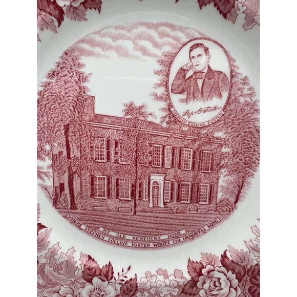 Alfred Meakin Old English Staffordshire Plate Red My Old Kentucky Home Design - Picture 4 of 5